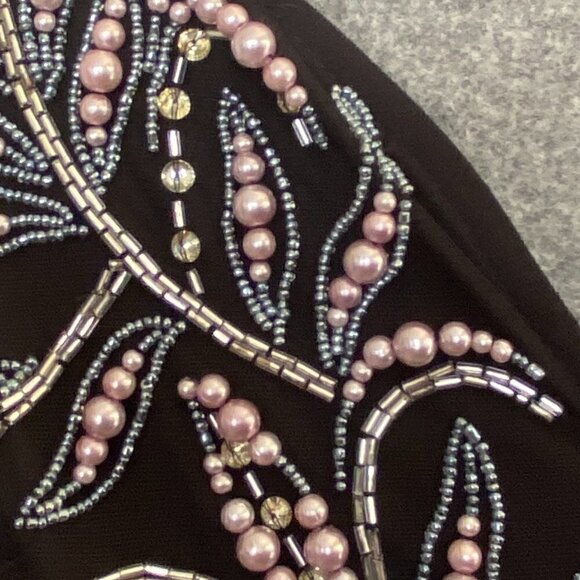 30.  Aiden Mattox Black Maxi Gown with Pink Beaded Top Size 10 - Picture 3 of 6
